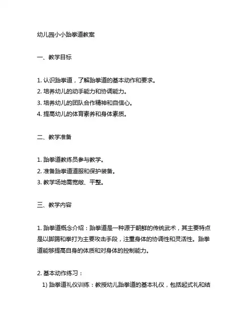 幼儿园小小跆拳道教案 幼儿园体育教案