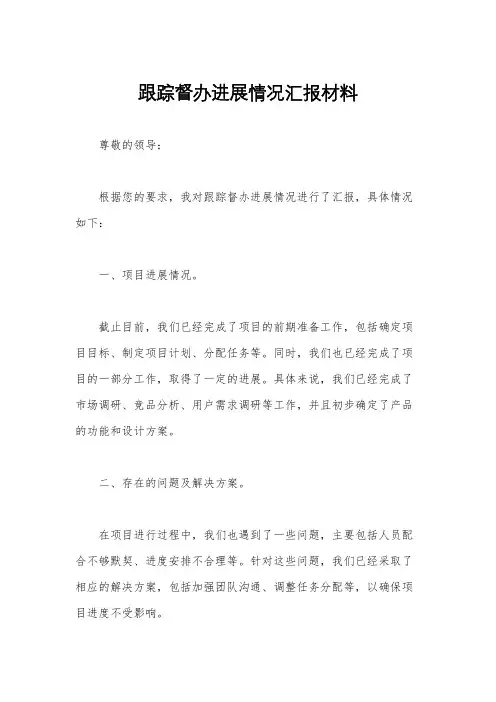 跟踪督办进展情况汇报材料