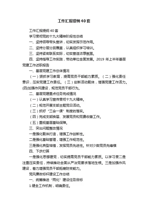 工作汇报提纲40套