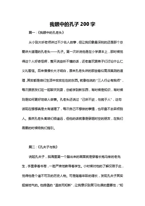 我眼中的孔子200字