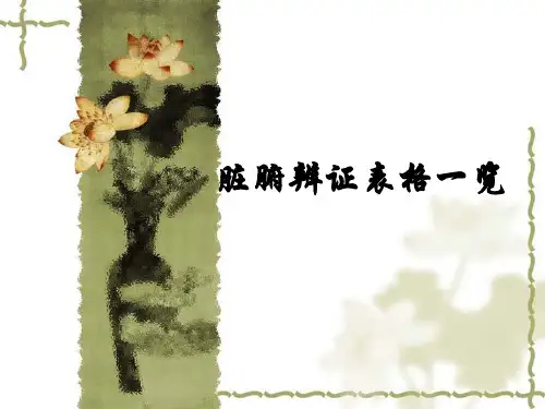 脏腑辨证各种归纳表格