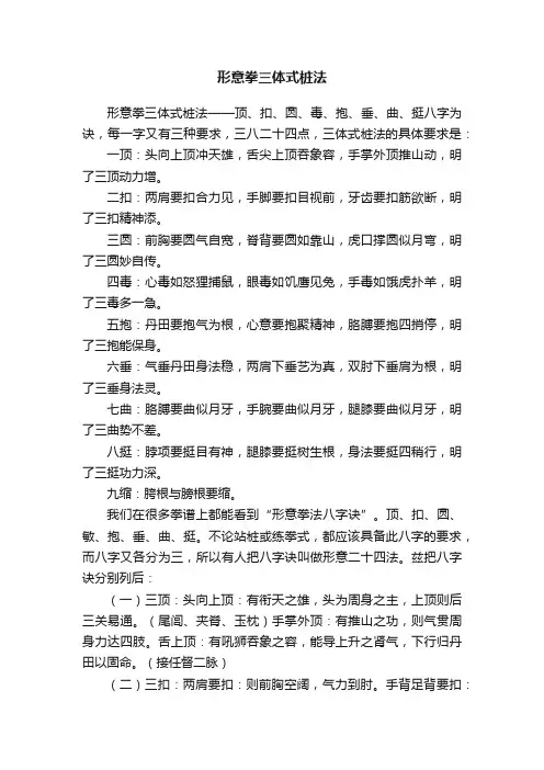 形意拳三体式桩法