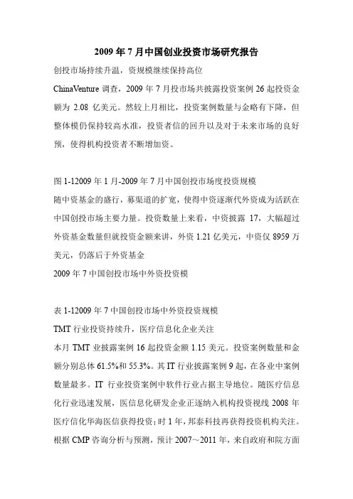 2009年7月中国创业投资市场研究报告