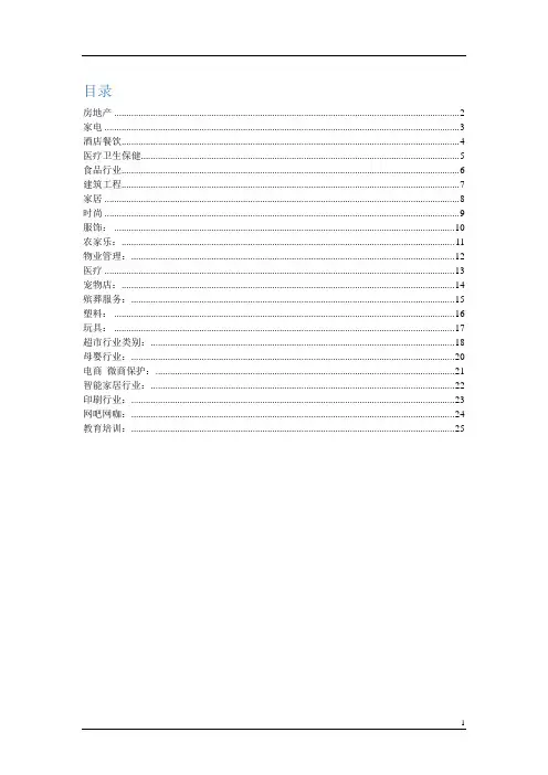 行业涉及商标的类别