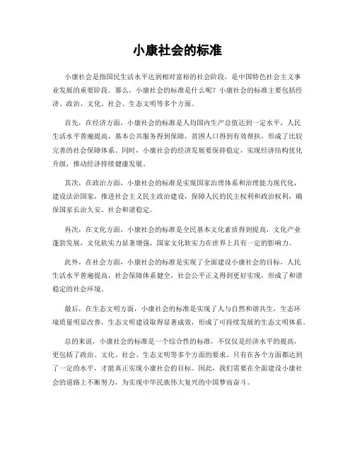 小康社会的标准
