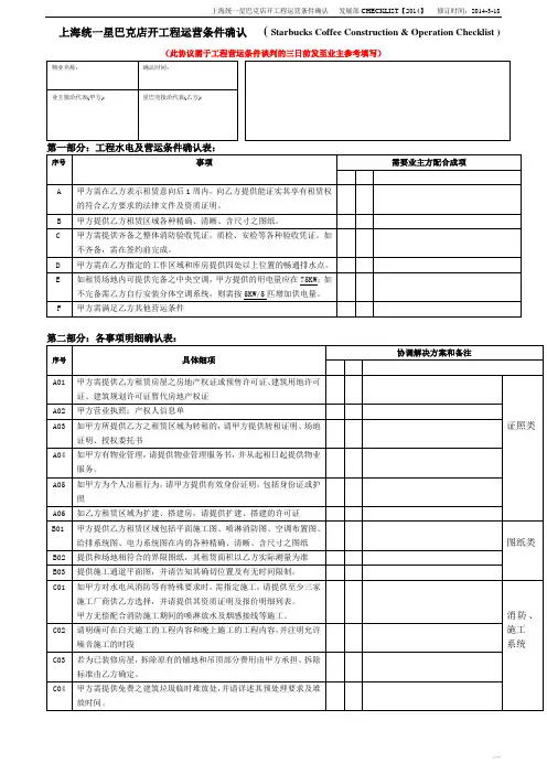 check list标准版2014-3.17
