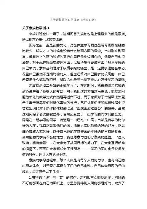 关于素描教学心得体会（精选6篇）