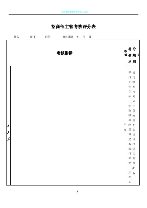 招商部主管绩效考核表