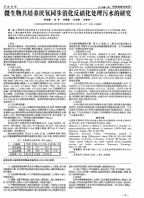 微生物共培养厌氧同步消化反硝化处理污水的研究
