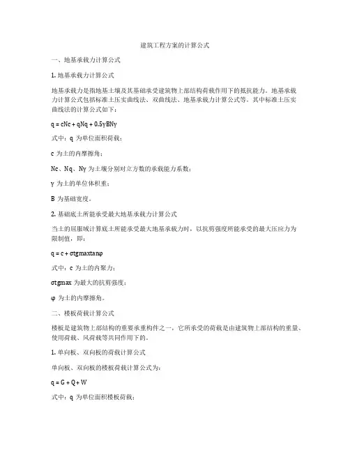 建筑工程方案的计算公式