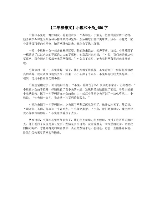 【二年级作文】小熊和小兔_450字