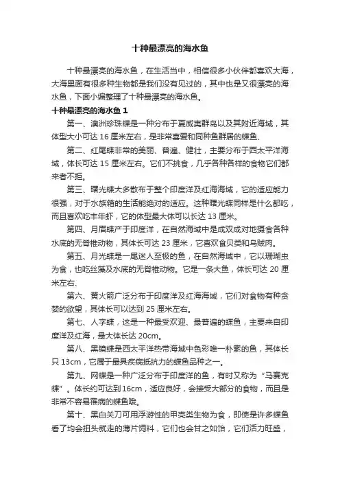 十种最漂亮的海水鱼