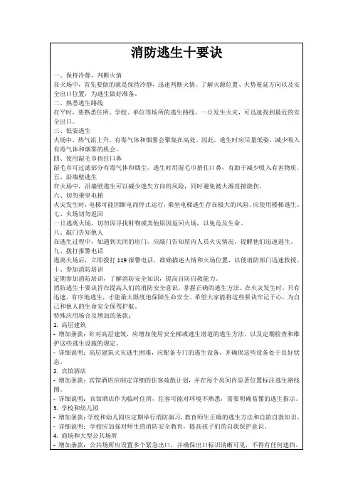 消防逃生十要诀