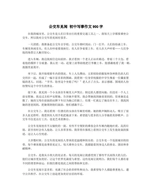 公交车见闻 初中写事作文900字