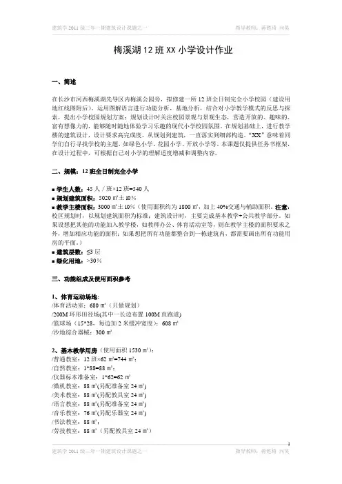 梅溪湖12班XX小学设计任务书
