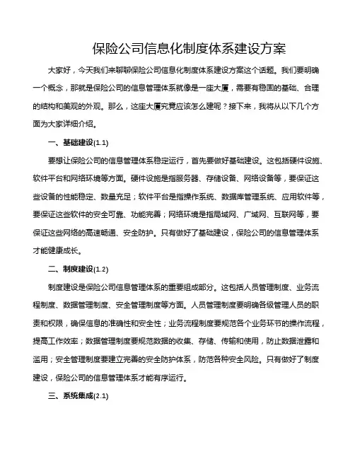 保险公司信息化制度体系建设方案
