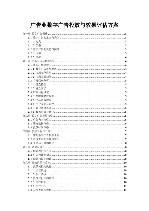 广告业数字广告投放与效果评估方案
