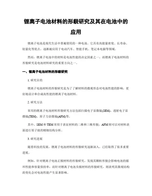 锂离子电池材料的形貌研究及其在电池中的应用