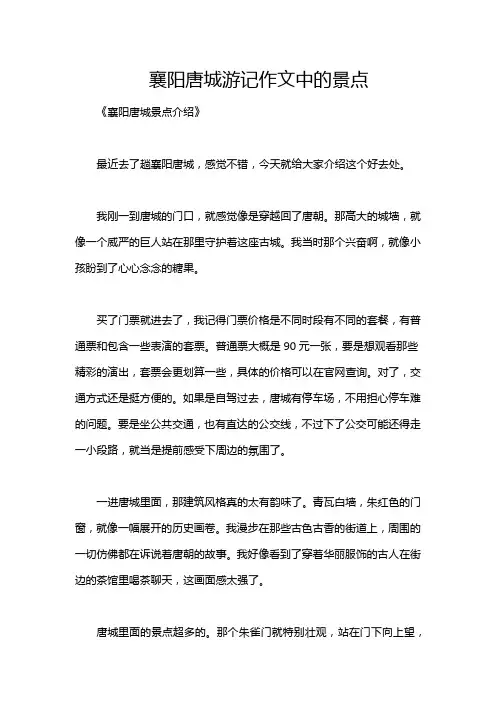 襄阳唐城游记作文中的景点