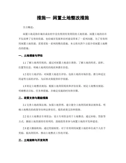 措施— 闲置土地整改措施