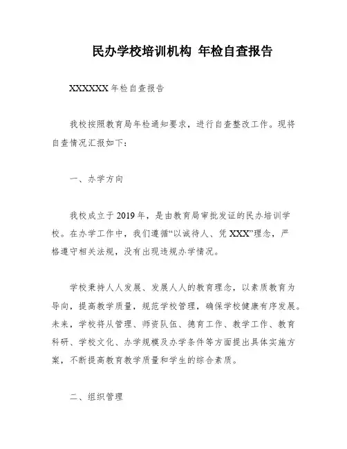民办学校培训机构 年检自查报告