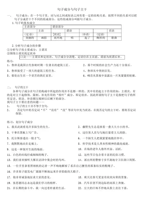 语文句子成分训练(含答案版)