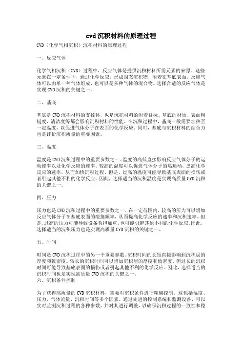 cvd沉积材料的原理过程