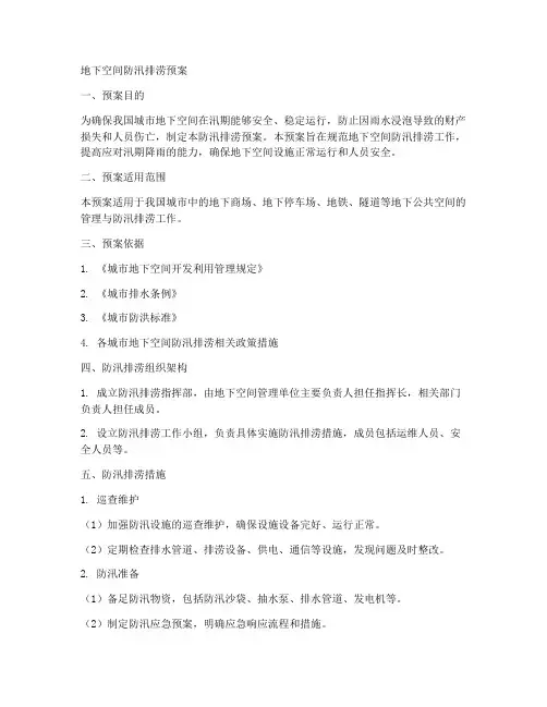 地下空间防汛排涝预案范文