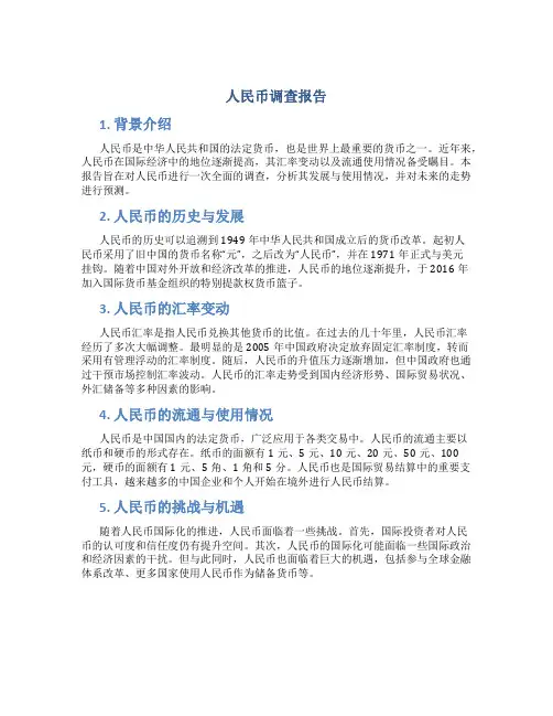 人民币调查报告
