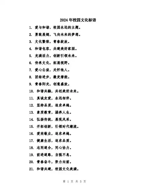 2024年校园文化标语