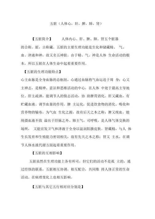 五脏(人体心,肝,脾,肺,肾)