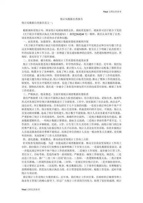 统计局数据自查报告