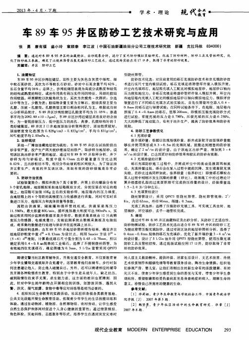 车89车95井区防砂工艺技术研究与应用