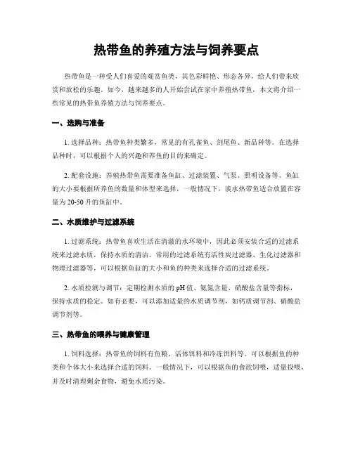 热带鱼的养殖方法与饲养要点