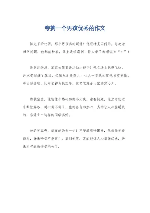 夸赞一个男孩优秀的作文