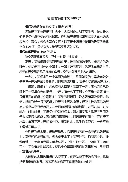 暑假的乐趣作文500字（精选14篇）