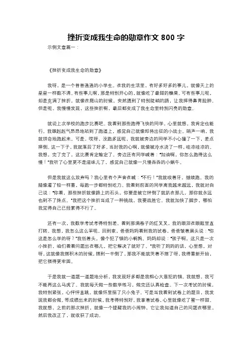 挫折变成我生命的勋章作文800字