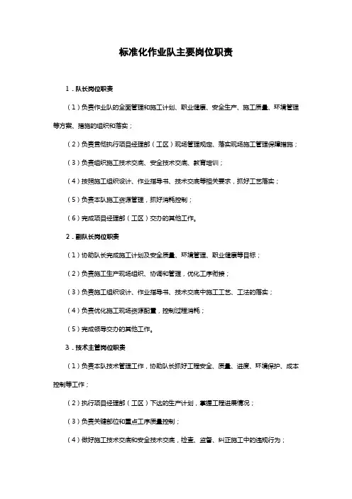 3.标准化作业队岗位职责