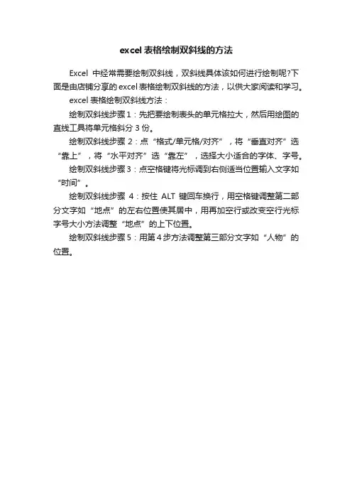 excel表格绘制双斜线的方法