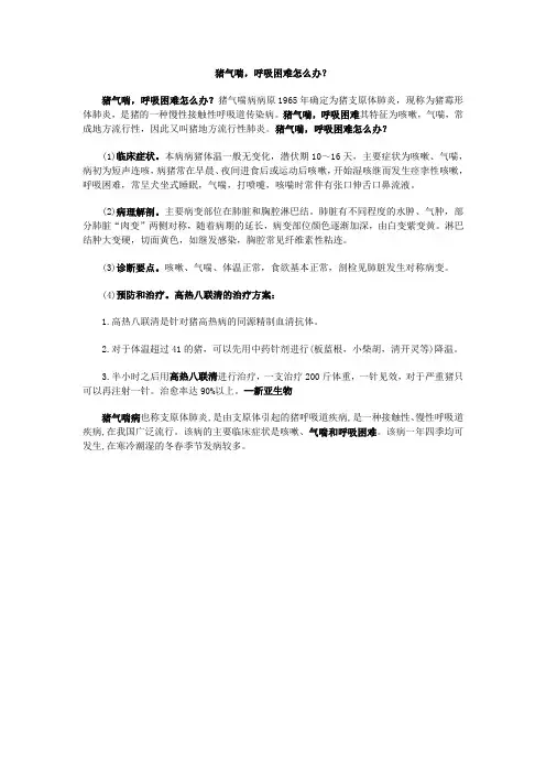 猪气喘,呼吸困难怎么办