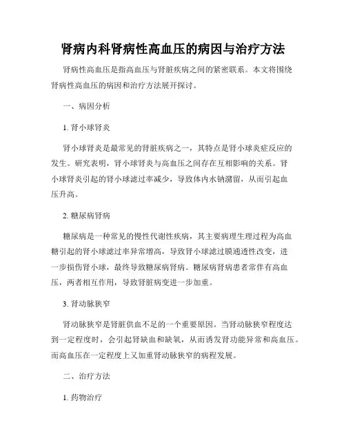 肾病内科肾病性高血压的病因与治疗方法