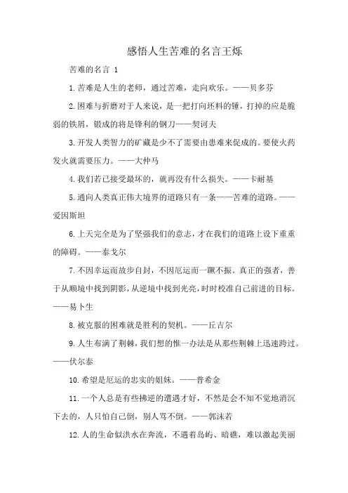 感悟人生苦难的名言王烁