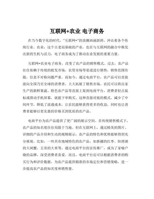 互联网+农业 电子商务