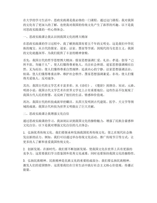 思政实践课文化心得体会
