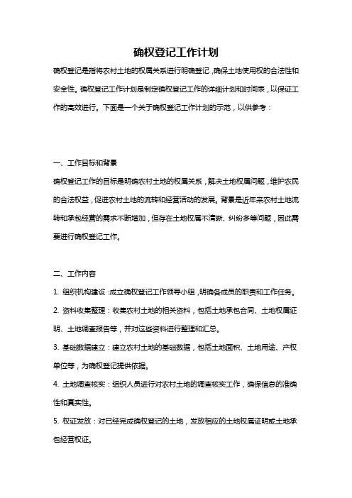确权登记工作计划