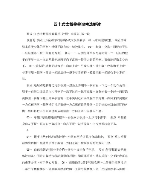 四十式太极拳拳谱精选解读