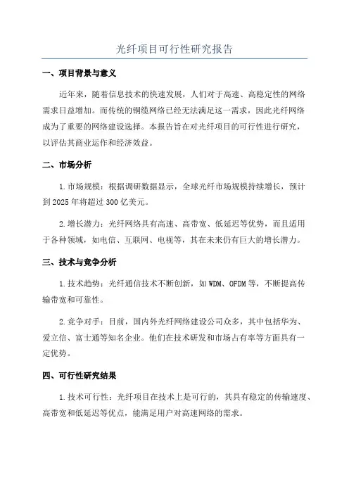 光纤项目可行性研究报告