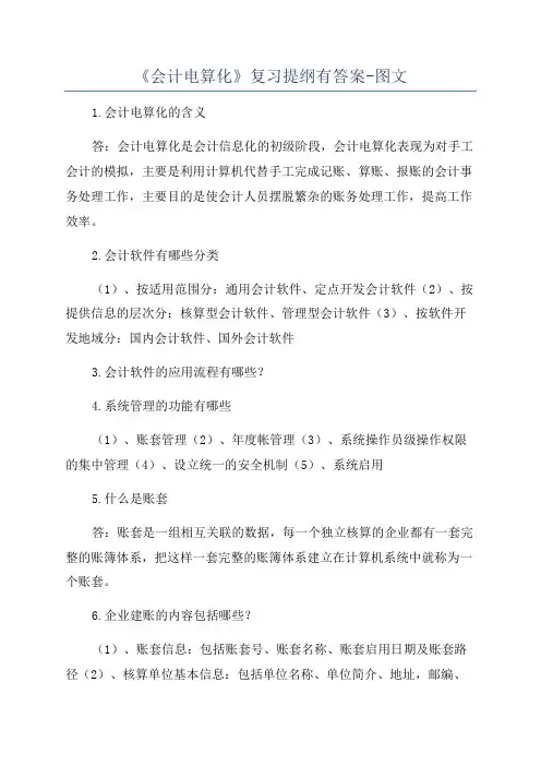 《会计电算化》复习提纲有答案-图文