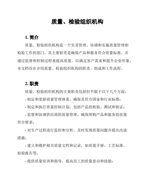 质量、检验组织机构