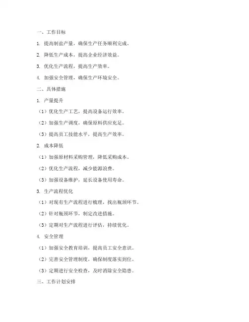 制盐下个月工作计划